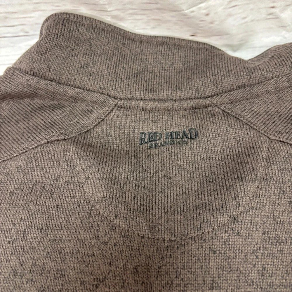 Red Head Brand Co Mens 2XLT Brown Fleece 3 Button Mock Neck Pullover Sweater